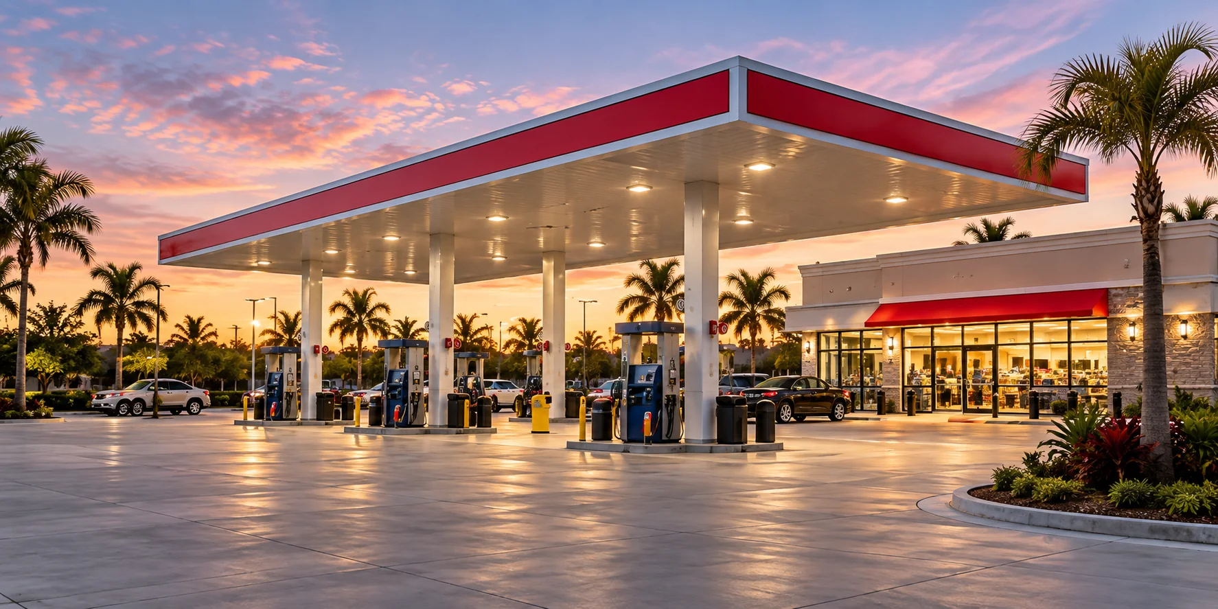 Illustrative Florida gas station; not a photograph of a verified portfolio property